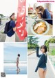 A collage of photos of a woman eating a bowl of food.